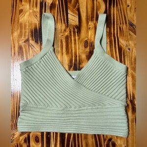 Princess Polly Sage Ribbed Crop Top